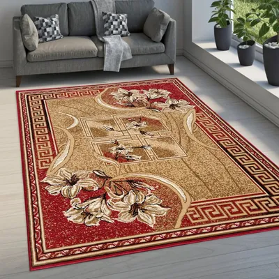 Obrázok produktu pre Vzorovaný koberec 180x250 cm LUKEN - červený / béžový