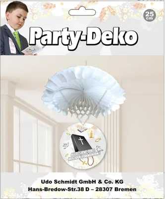 Produktbild von HÄNGEDEKO ZUR KOMMUNION MOTIV : SCHIRM FALLSCHIRM PAPIER 25 cm DEKO