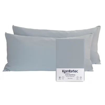 Produktbild von Komfortec 100% Baumwolle Kissenbezüge 2er Set 40x80 cm, Superweicher Premium Jersey Kopfkissenbezug 150 g/m², Kissenhülle, Grau