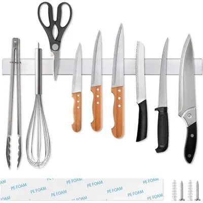 Produktbild von Magnetleiste Messerhalter Selbstklebend 50cm Edelstahl Ohne Bohren Wandmontage Küche Büro Werkstatt