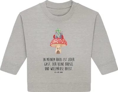 Produktbild von Mr. & Mrs. Panda Organic Baby Pullover Marienkäfer Fliegenpilz 12. - 18. Monat - Heather Grey - Geschenk, Bullover, Lustige Sprüche, Haus, Wohnung, Zuhause