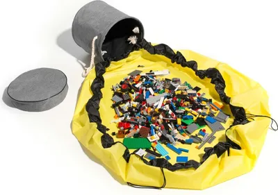 Image de Panier à jouets pliable Master avec tapis de jeu 2en1 - gris/jaune
