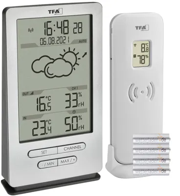 Obrázek produktu pro Rádiová meteorologická stanice Xena TFA 35.1162 s předpovědí počasí, rádiem řízenými hodinami a venkovním senzorem