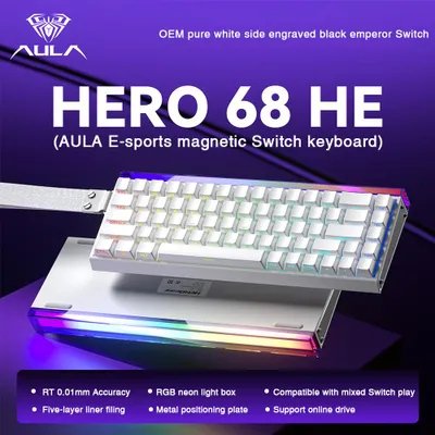 Image de Clavier de jeu mécanique filaire, 68 touches, éclairage RGB, avec commutateurs magnétiques