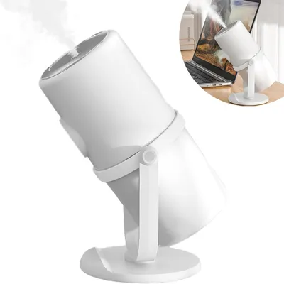 Produktbild von Luftbefeuchter für Schlafzimmer und Büro, Humidifier mit drehbarem Standfuß, stufenlos dimmbarem Nachtlicht und 2/8-Stunden-Timerfunktion