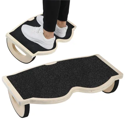 Produktbild von Ergonomische Fußstütze für unter den Schreibtisch – Holzfußbank mit Schwenkfunktion