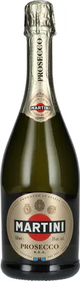 A bottle of Martini Prosecco on a white background.