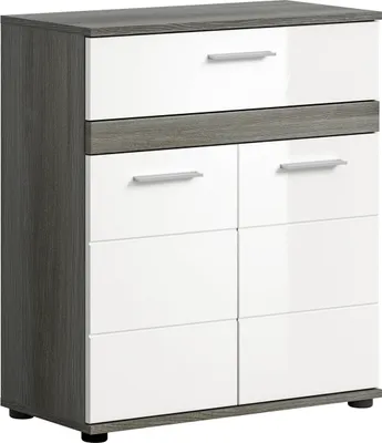 Produktbild von Xonox.home Unterschrank Blake BxHxT 70 x 79 cm x 31 cm Frontfarbe weiß hochglanz / Korpus rauchsilber