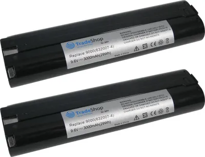 Produktbild von 2x Trade-Shop Ni-MH Akku, 9,6V / 3000mAh für Makita DA390D, DA390DW, DA391, DA391D, DA391DRA, DA391DW, DA391DWB, DA391DWD, T220D, T220DW, UM1690D, UM1690DW, UM1691D