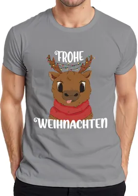 Produktbild von Frohe Weihnachten Rentier Süß - Weihnachten Weihnachtsgeschenk Christmas Herren T-Shirt, Grau, XL