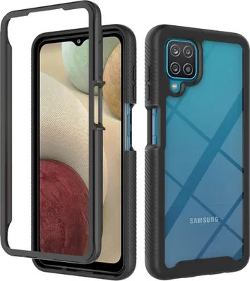 Obrázek produktu pro Galaxy A12 Pouzdro, Hybrid Průhledné Zadní Kryt, Robustní TPU Nárazník, Nárazuvzdorné Pouzdro pro Samsung Galaxy A12 černé