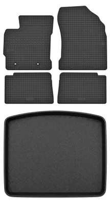 Produktbild von Gummimatten + Kofferraumwanne für Toyota Auris II 2012-2013 (Schrägheck, Hybrid) – Schwarz, passgenau – Wielganizator