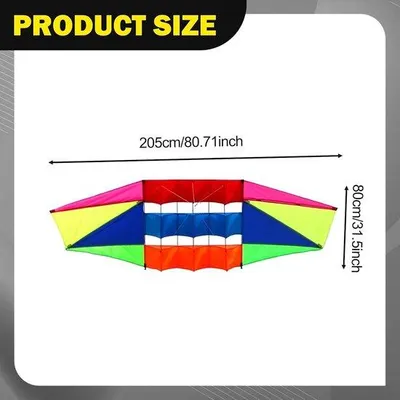 Productafbeelding van Lijnvlieger - Vlieger Vliegend speelgoed - Buitenspelen - Lichtgewicht scheurdoek - 205x80 cm - Multicolor