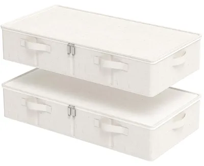 Image de Solidchoice - Sacs de rangement pliables pour sous le lit, dimensions 80 x 40 x 15 cm, couleur beige