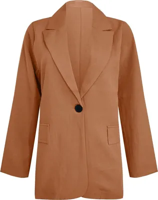 Produktbild von ASKSA Damen Hosenanzug Zweiteiler Slim Fit Blazer Hose Outfit Einfarbig Revers Casual Freizeitanzug, Khaki, Groesse: XL