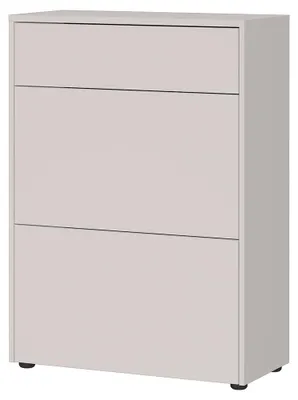 Produktbild von Flur Schuhschrank mit 70 cm Breite in beige und Eiche, 1 Schublade & 2 Klappen, geringe Tiefe - BAIANO-01