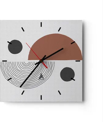 Produktbild von Wanduhr - Quadrat - Glasuhr - Abstraktion Figuren Geometrisch - 30x30cm - Schleichendes Uhrwerk - Lautlos - zum Aufhängen bereit - Dekoration Modern - Wanddekoration aus Glas - C3AC30x30-4153
