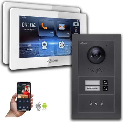 Image de IP 2 fils BUS Interphone-portier ZFH | Anthracite : 7 pouces blanc : Boîte d'encastrement Couleur du moniteur : 7 pouces blanc Montage : boîte d'encastrement