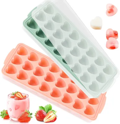Immagine prodotto di Stampini in silicone a forma di cuore per cubetti di ghiaccio - confezione da 2 - Stampini in silicone per cubetti di ghiaccio, ideali per birra, cocktail e whisky