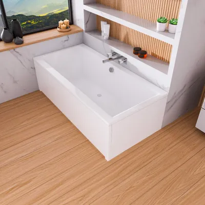 Produktbild von ECOLAM Badewanne Rechteckbadewanne 200x90 cm Pryzmat Acrylwanne + Schürze Füße Ablauf Wanne