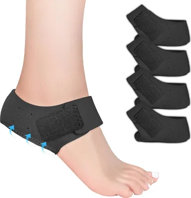 Produktbild von 2 Paar Plantarfasziitis Fersenschutz, Gel-Fersenpolster mit Magic Tape – Stoßdämpfend, 3D Ergonomisch, Größen 41-45
