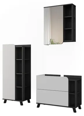 Obrázek produktu pro Koupelnový nábytek Vicco Karen Bílá/Antracit 3dílná, Model 65832