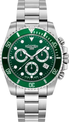 Zdjęcie produktu dla Roamer 851837 41 75 20 Deep Sea 100 Chrono srebrno-zielony zegarek męski ze stali nierdzewnej NOWOŚĆ