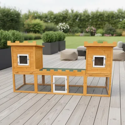 Image de Clapier pour petits animaux Clapier pour lapins Enclos extérieur Maison Château Clapier pour lapins Cage Hamster