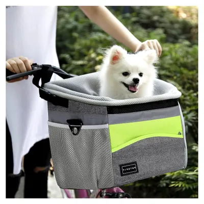 Produktbild von Hundekorb, Fahrradkorb für Hunde, Transporttasche für Katzen, Transportrucksack, Tragetasche, Schultergurt, faltbar, für Katzen, Welpen, kleine Tiere, Kaninchen