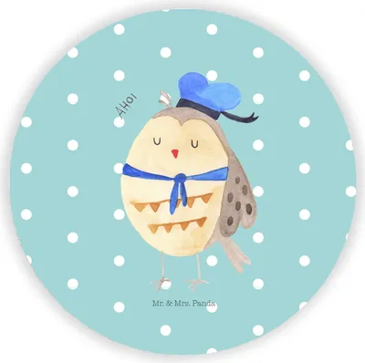 Produktbild von Mr. & Mrs. Panda Kühlschrankmagnet Eule Matrose - Türkis Pastell - Geschenk, magnet für kühlschrank, Wortspiel Lustig, pinnwand, Hochzeitstag, magnettafel, Freundin