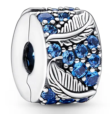 Image de Pandora Clip Charm 792552C01 Curved Feather Pave argent 925
