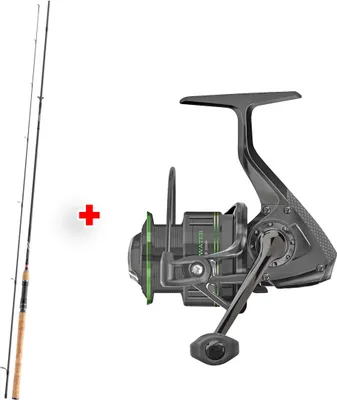 Produktbild von Spin- und Spooncombo Forelle Barsch Angelset Combo Ninja X Solid Tip Spin 2.10m 3-12g + Cormoran Rolle Crosswater 5PiF 2000 Frontbremsrolle Spinnrolle Friedfischrolle