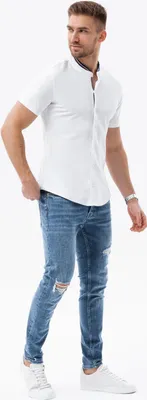 Zdjęcie produktu dla Ombre Clothing Koszula męska z krótkim rękawem Conway biały xxl
