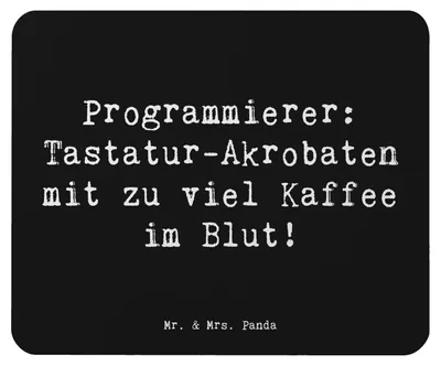 Produktbild von Mr. & Mrs. Panda Mouse Pad Spruch Programmierer Kaffeeheld - Schwarz - Geschenk, Mauspad, handgefertigte Geschenke, Berufsliebe, laptop mousepad, Programmiersprachen, für