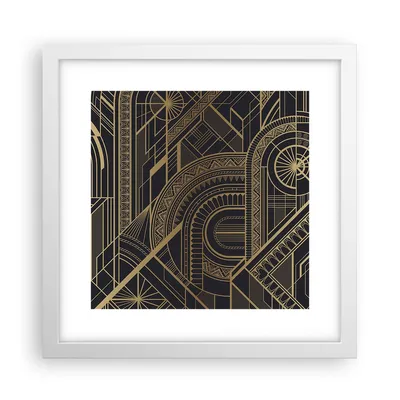 Produktbild von Gerahmtes Poster - Weißer Rahmen - Ornament Gold Schwarz - 30x30 cm - Wand Bild - Wanddeko - Wandbilder - Kunstposter - Wandposter - Bilderrahmen - Bilder - Kunstdruck - P2WAC30x30-4522