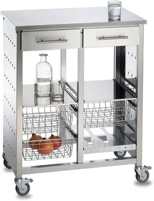 Produktbild von '- Großer Küchenwagen, sehr elegant und mit großem Fassungsvermögen, MALMÖ INOX-