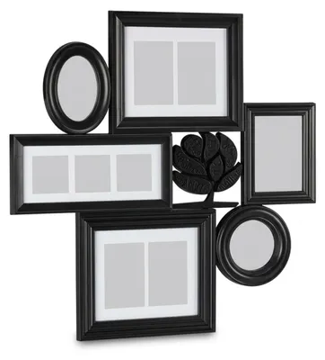 Obrázek produktu pro Relaxdays rámeček na fotografie, koláž se 6 rámečky, galerijní rámeček pro 10 fotografií, rodinná fotokoláž, V x Š: 70,5 x 70,5 cm, černý, Obrázek vytvořený pomocí AI