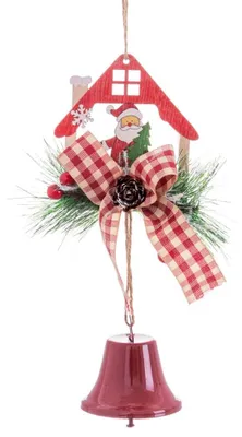 Weihnachtsmann-Ornament mit Glocke, 21x9 cm, zum Aufhängen