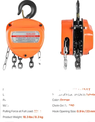 Produktbild von Manuelle Kettenzug, hohe Tragfähigkeit, Sicherheitsbremssystem, 0.5T 10FT