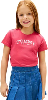 Zdjęcie produktu dla Koszulka dziewczęca Tommy Hilfiger, krótki rękaw, z metalicznym logo, kolor czerwony (Vintage Ceri)