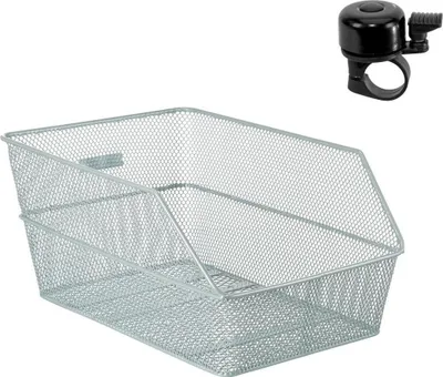 Produktbild von Basil Cento Gepäckträgerkorb Größe L silber inkl. Fahrradklingel
