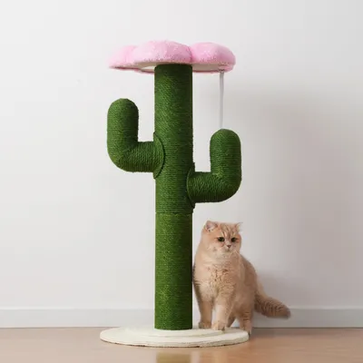 Produktbild von Kaktus-Kratzbaum für Katzen, 90 cm – Stabiler Kratzstamm mit gemütlicher Liegefläche