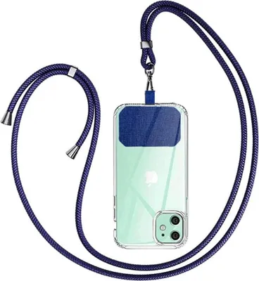 Produktbild von Handykette Universal zum Umhängen Dunkelblau PPM 150cm - Smartphone Halsband mit verstellbarer Länge und wetterfestem Material konzipiert