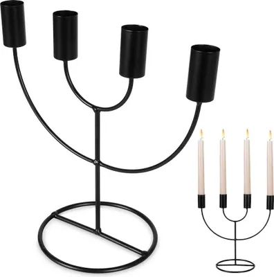 Produktbild von Kerzenständer aus schwarzem Metall für den Advents- und Loft-Stil