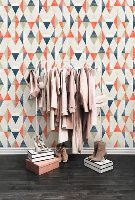 Produktbild von Coloray Fototapete 250x250 cm Latextapete Magicstick - Harlekin-Dreiecke geometrische Diamanten