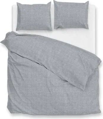 Produktbild von ZO!Home Flanella di Lino Dbo 240 Denim Bettwäsche 1 x Bettbezug 240x220 + 2 x Kopfkissenbezug 80x80 Denim Uni blau