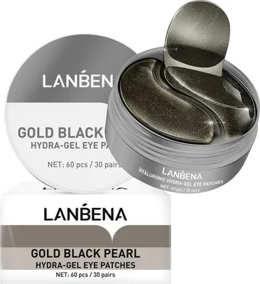Obrázok produktu pre Lanbena Gold Black Pearl Hydrogélové očné vankúšiky s čiernou perlou, 60 kusov