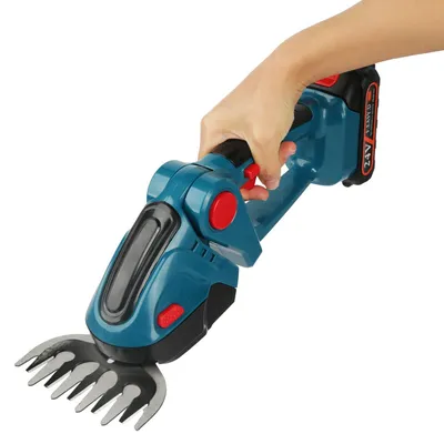 Immagine prodotto di Tagliasiepi 2 in 1 - Tagliasiepi e tagliaerba a batteria da 24 V - Ricaricabile - Con 2 batterie - Blu