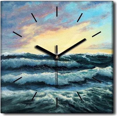 Produktbild von Coloray Uhr auf Leinwand 30x30 cm Wand Uhr Dekoration Wohnzimmer Segeltuch schwarze Hände -Ocean Ship Storm.
