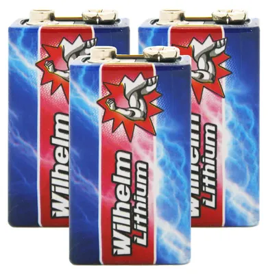 Produktbild von 3 x Wilhelm Lithium 9V Block Batterie Rauchmelder 6LR61 9 Volt Batterien